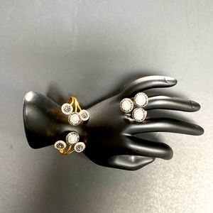 Open- Front Gold Tone With pearl Cuff Bracelet with matching ring.